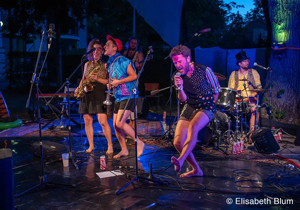 The headliner "Zirkusband" on stage at sundown